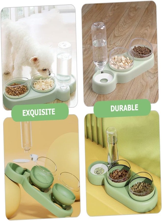 Zipzox Water Food Bowl Set - Pet Bowl Food Feeder Container Dispenser Pet Anti-overturning Rice Bowl Supplies, Raised Inclined Bowl, 3 in 1 Food Bowl for Puppies and Kittens (Green, Pack of 1) - Image 5